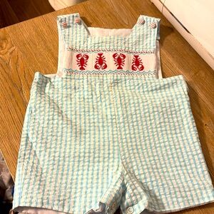 Shrimp and Grits baby boys smocked Jon Jon